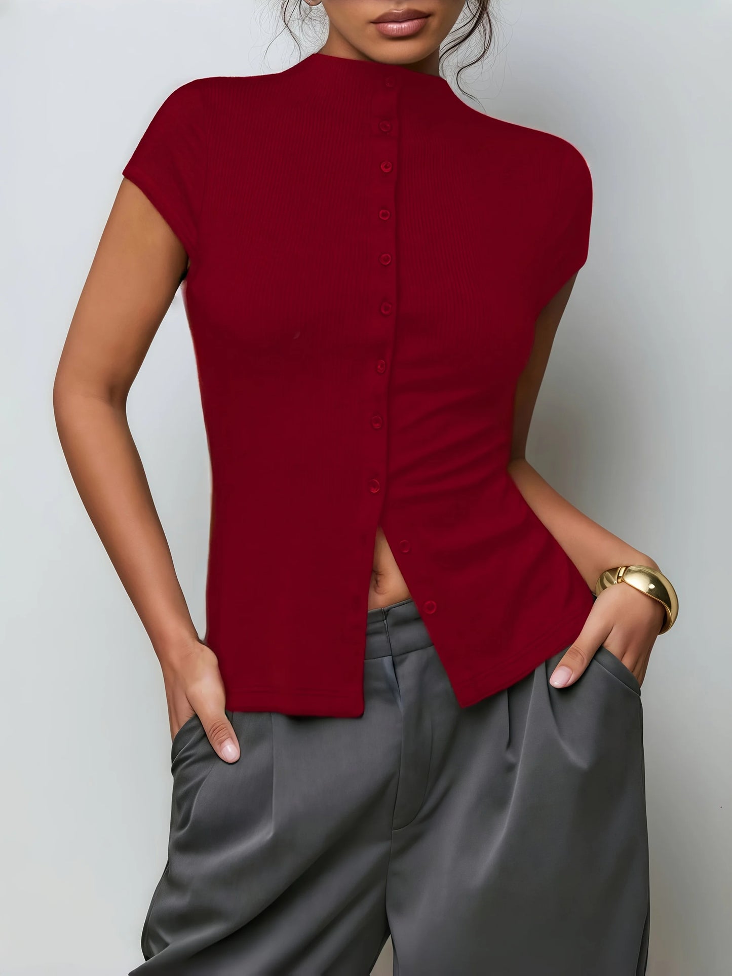 Knitted Turtleneck Top