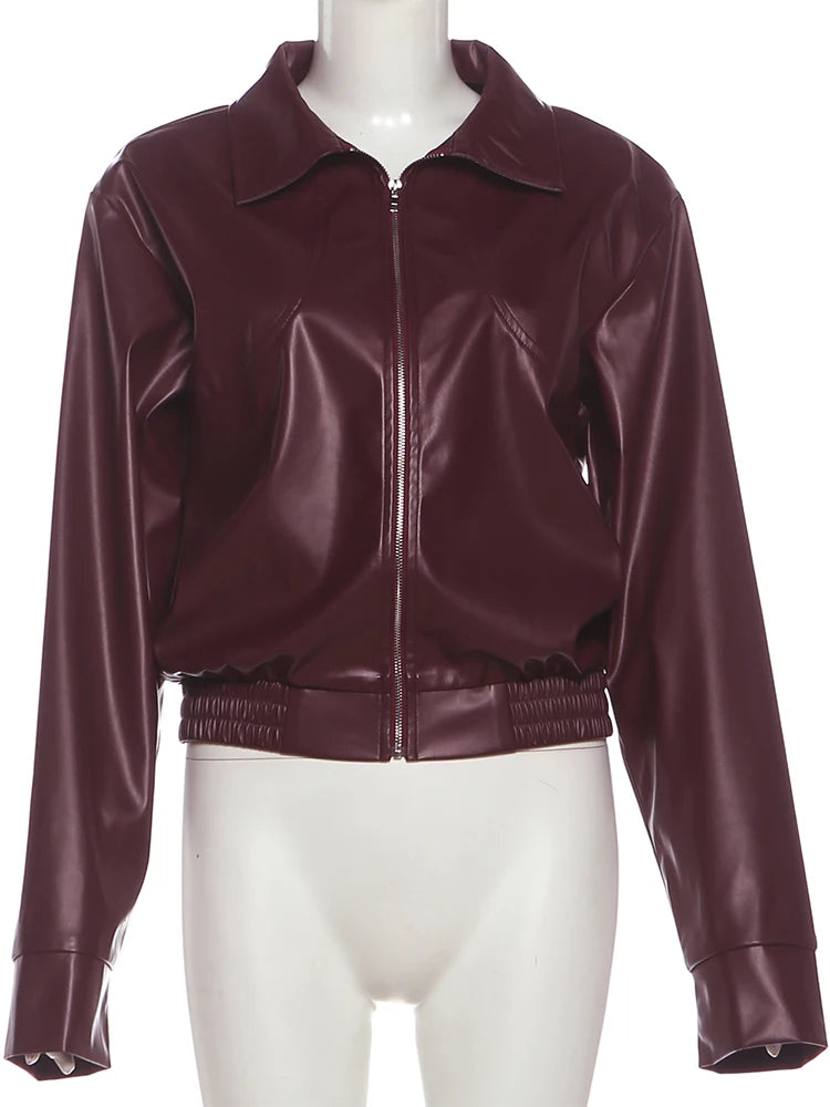 Women's Lapel Leather Jacket