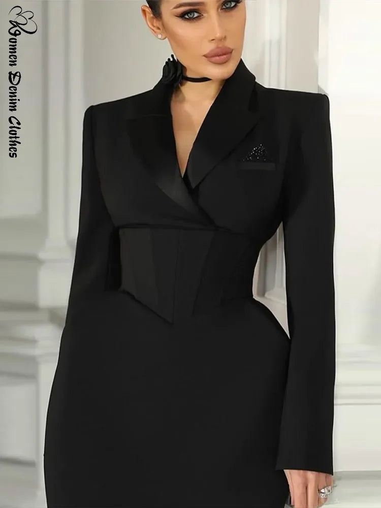 Waist-Cinched Blazer Dress