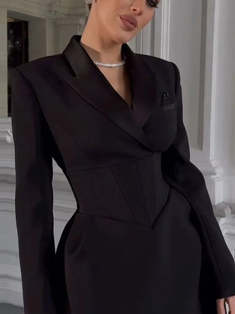 Waist-Cinched Blazer Dress