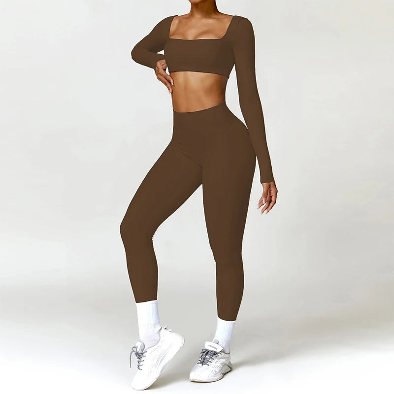 ong Sleeve Sports Bra & Top Set