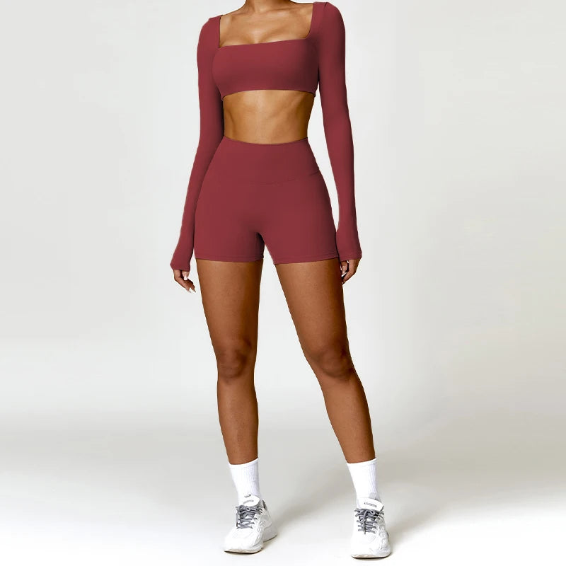 ong Sleeve Sports Bra & Top Set