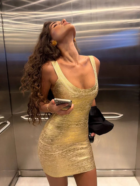 Golden Mini Party Dress
