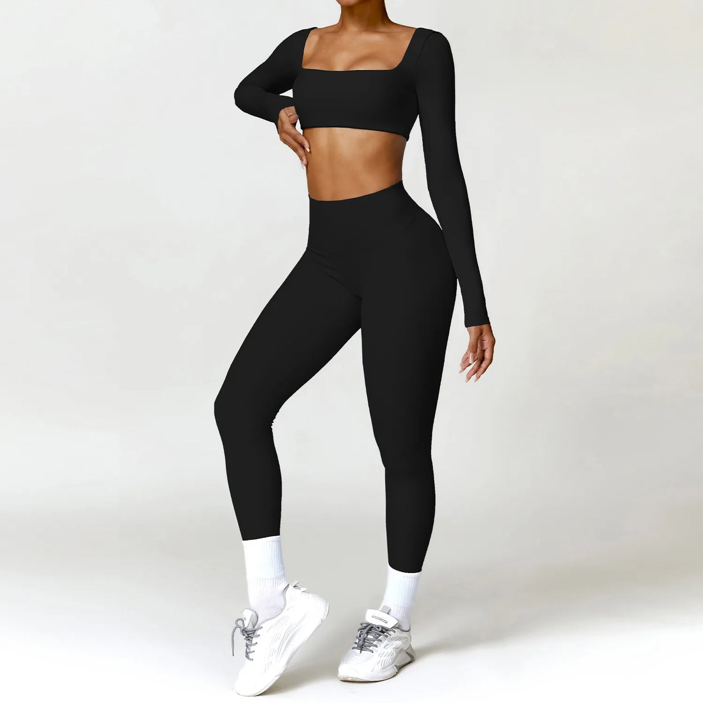 ong Sleeve Sports Bra & Top Set